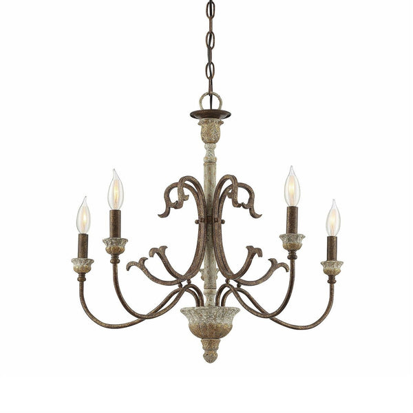 Evareth Vintage Industrial Hand-carved Wood Chandelier