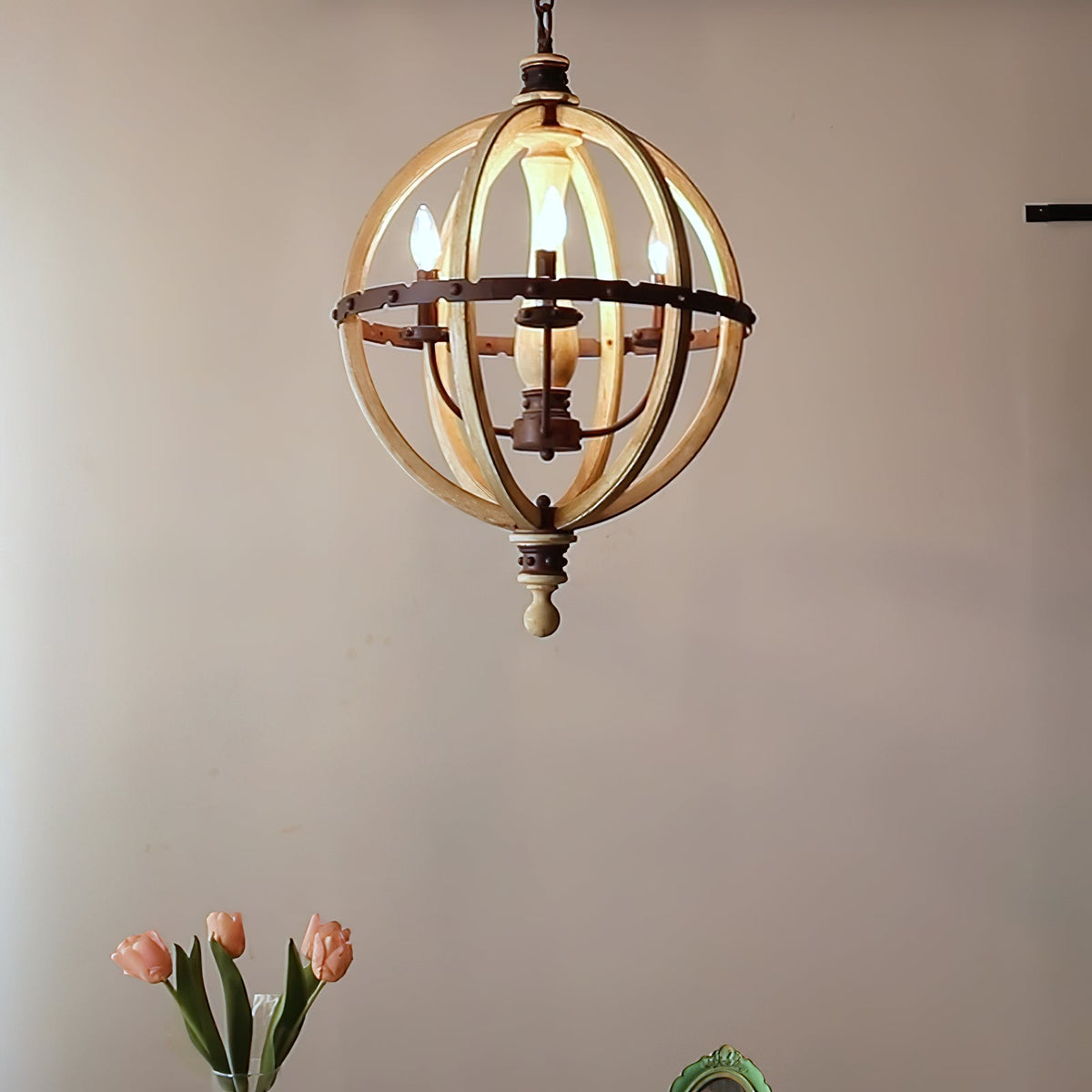 Ozorel Vintage Industrial Wood Pendant Lamp