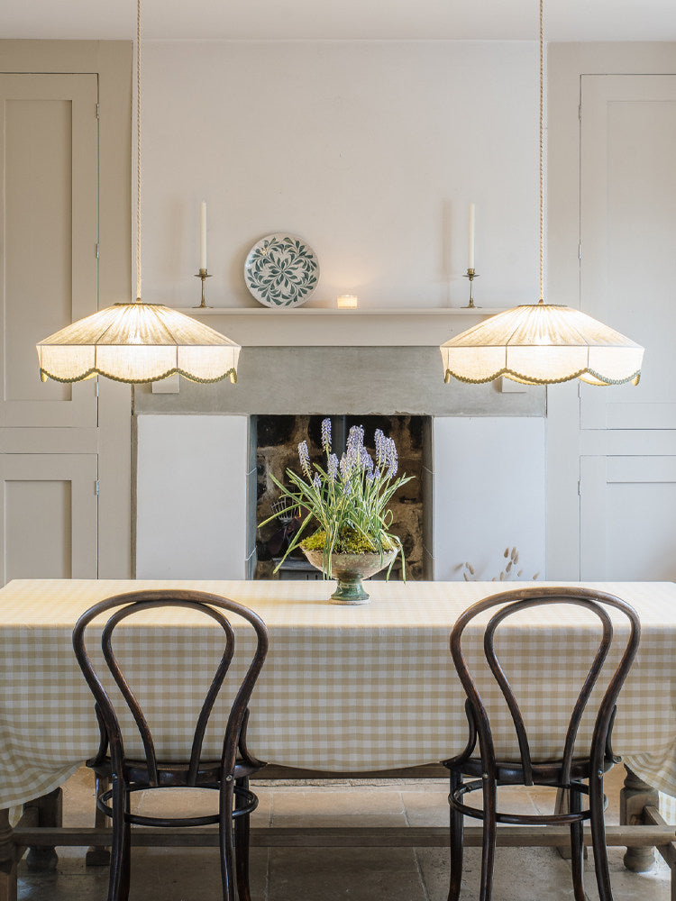 Sage Pleated Linen Pendant Lamp