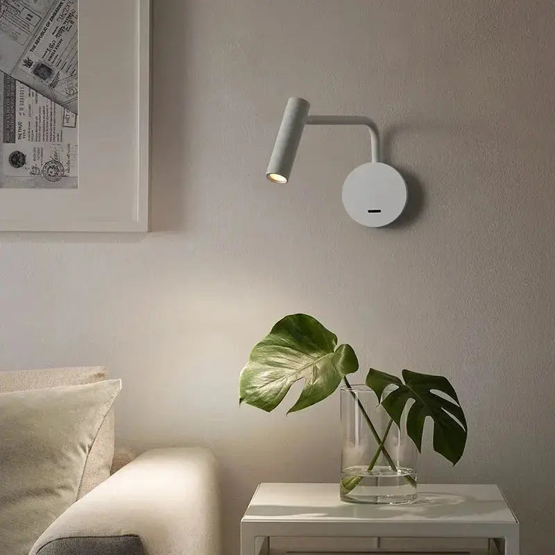 Minimalist Black LED Bedside Reading Wall Light