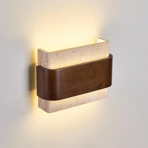 Valeneria Travertine Wall Lamp Wood-finish Arc