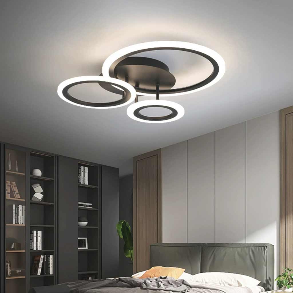 Semi-Flush Mount Ceiling Light Geometric LED Dimmable, Black