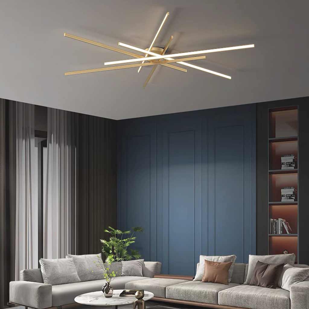 Semi-Flush Mount Ceiling Light Multi Line Brass Sputnik LED