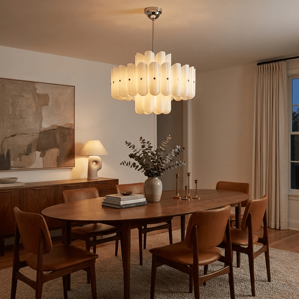 Liora Layered Fluted Glass Chandelier