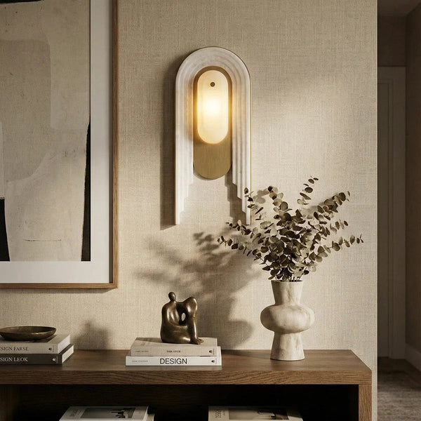 Alabaster Stacked Oval Wall Sconce