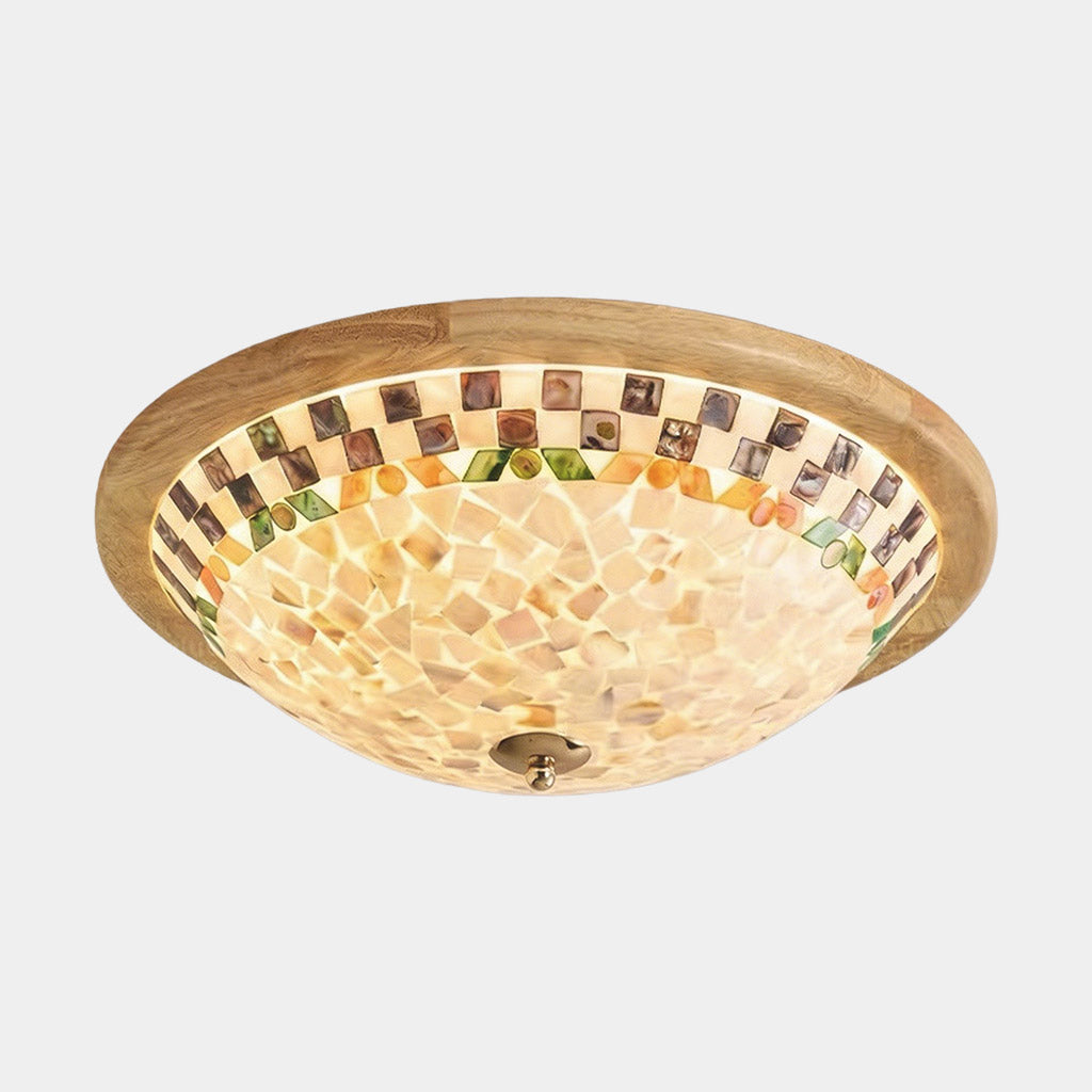 Shell Mosaic Round Ceiling Light Flush Mount
