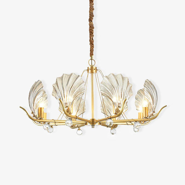 Luxereon Chandelier Shell Crystal Leaf Copper