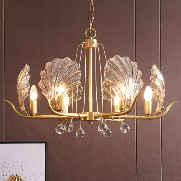 Luxereon Chandelier Shell Crystal Leaf Copper