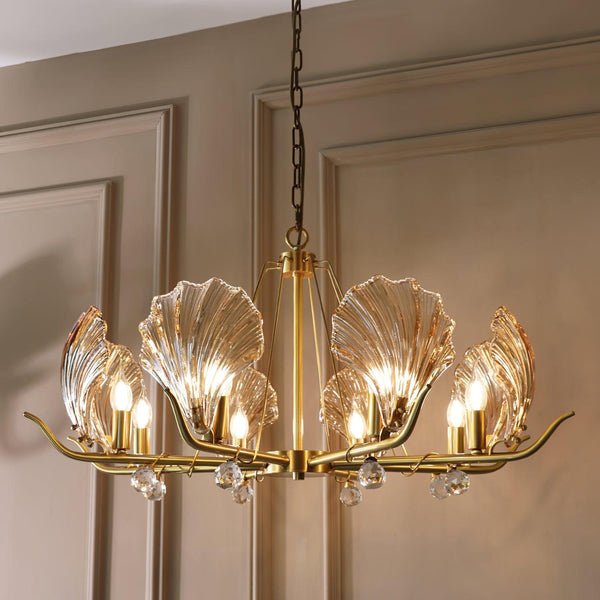 Luxereon Chandelier Shell Crystal Leaf Copper
