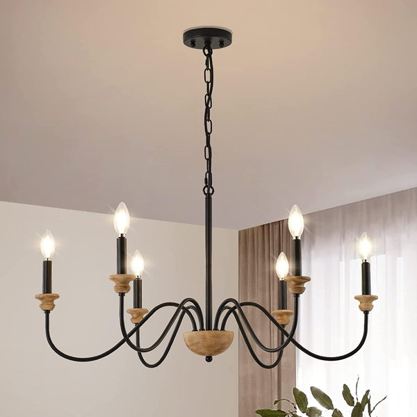 Zalaeira Vintage Industrial Traditional Wooden Chandelier