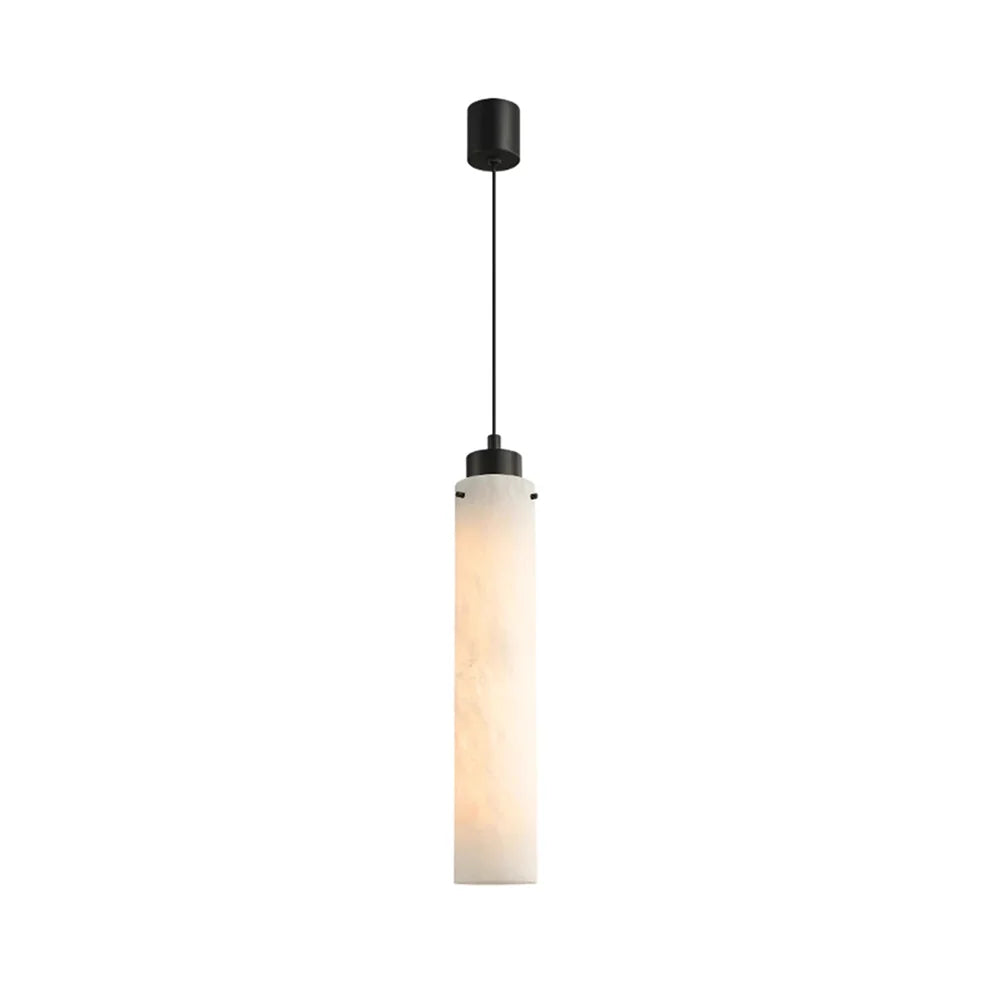 Cylinder Pendant Light Marble Globe Vertical