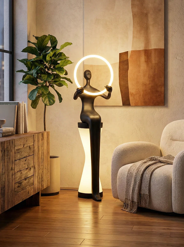 Sitting Man Statue Floor Lamp