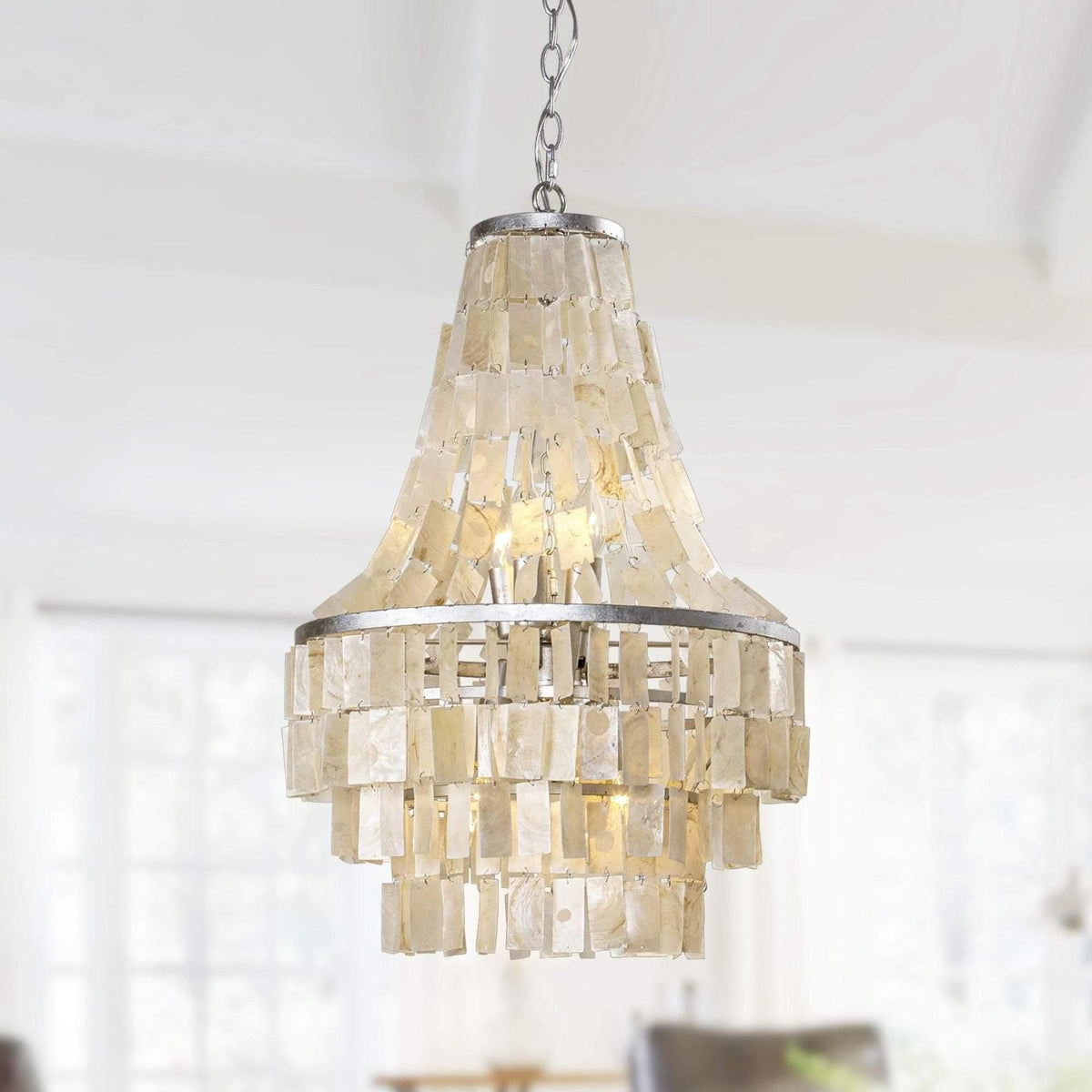 Boho Tiered Capiz Chandelier