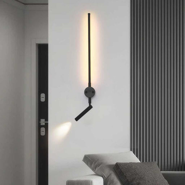 Slim LED Wall Lamp with Adjustable Spotlight, Black / White
