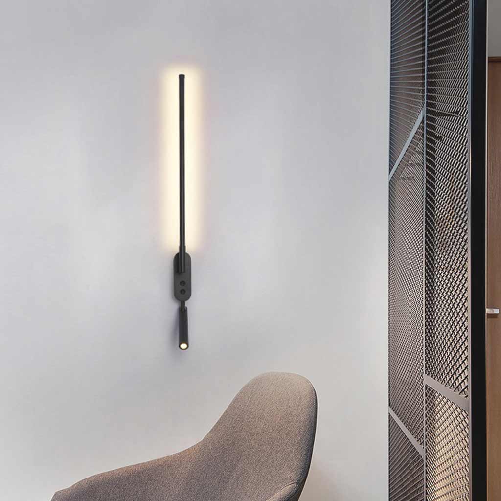 Slim LED Wall Lamp with Adjustable Spotlight, Black / White