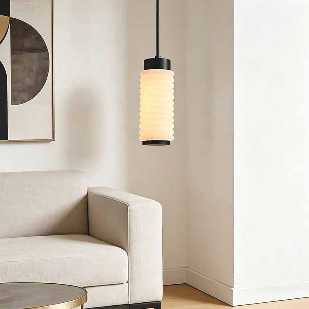 Small Cylindrical Alabaster Pendant Light LED