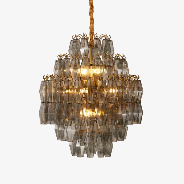 Smoke Gray Prism Round Chandelier