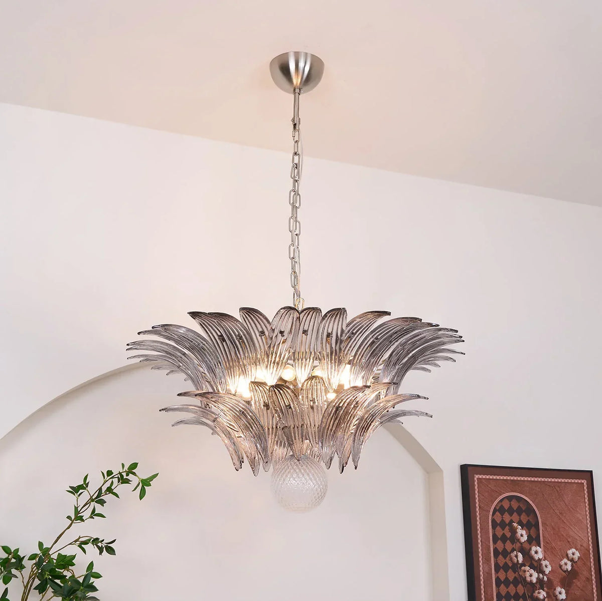Murano Palmette Smoked Chandelier