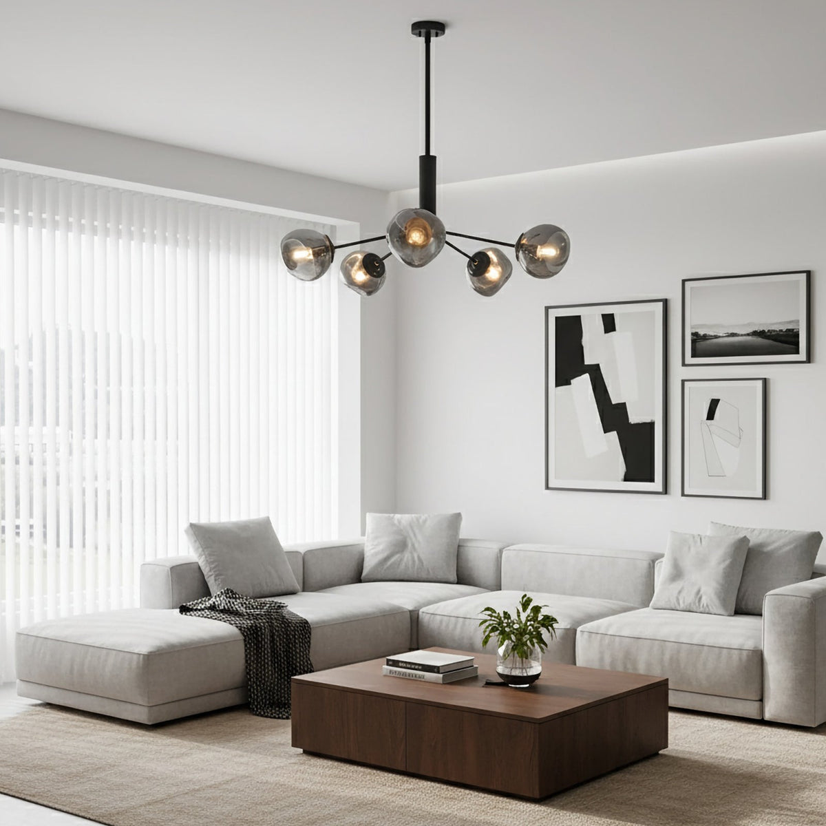 Smoked Glass Chandelier