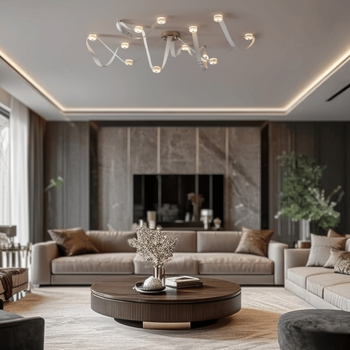 Elraearis LED Leather Alabaster Chandelier