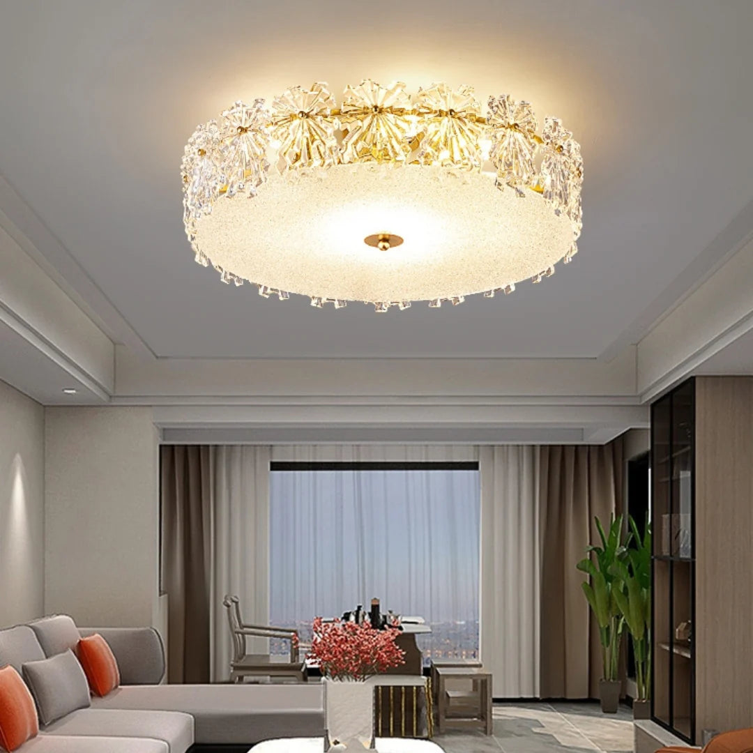 Snowflake Round Glass Ceiling Lamp
