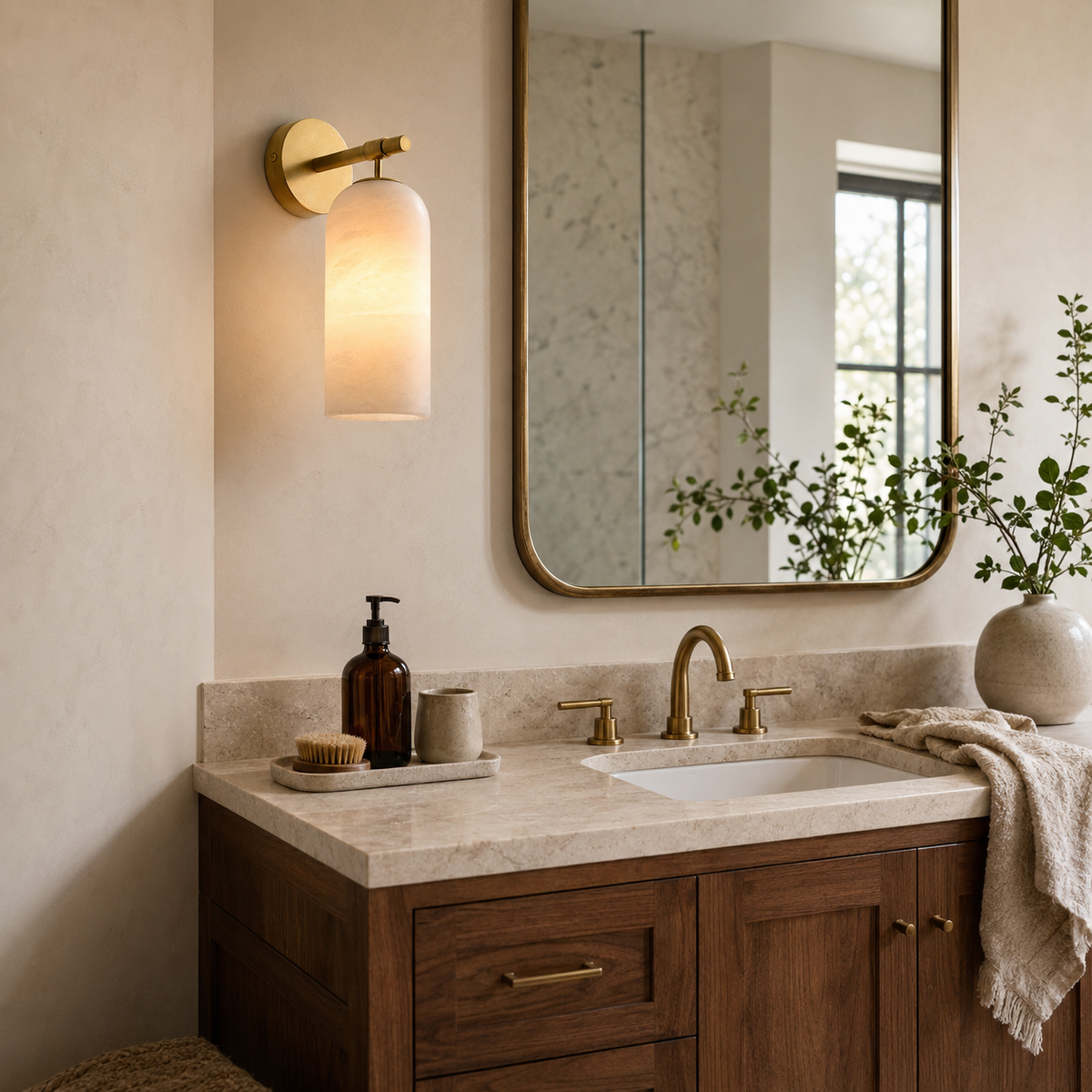Pillar Alabaster Wall Sconce