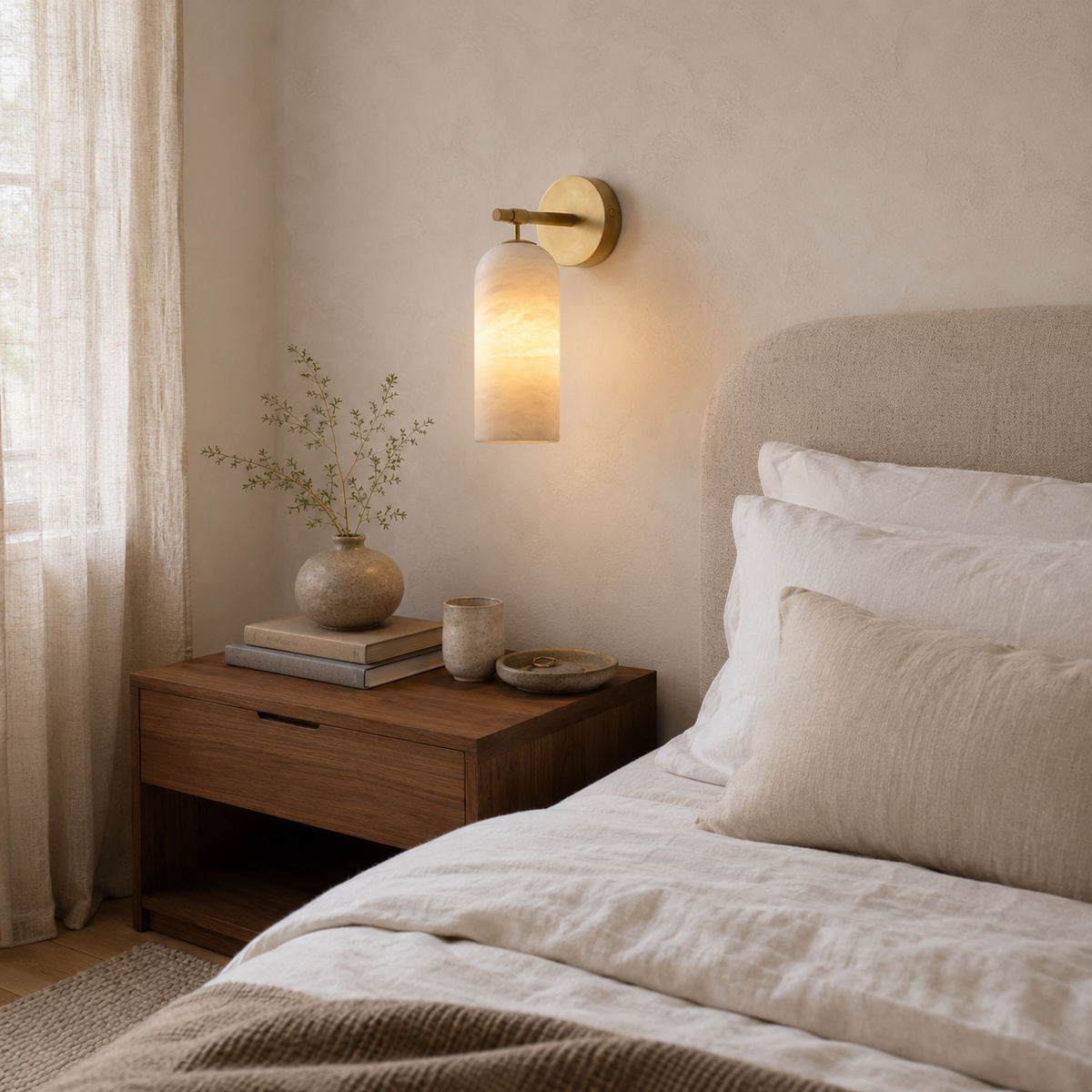 Pillar Alabaster Wall Sconce