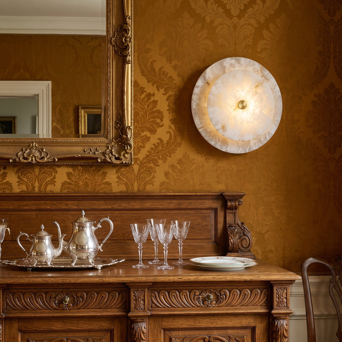 Ravelford Disc Alabaster Wall Sconce