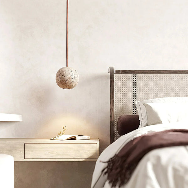 Spherical Cassia Travertine Pendant Light