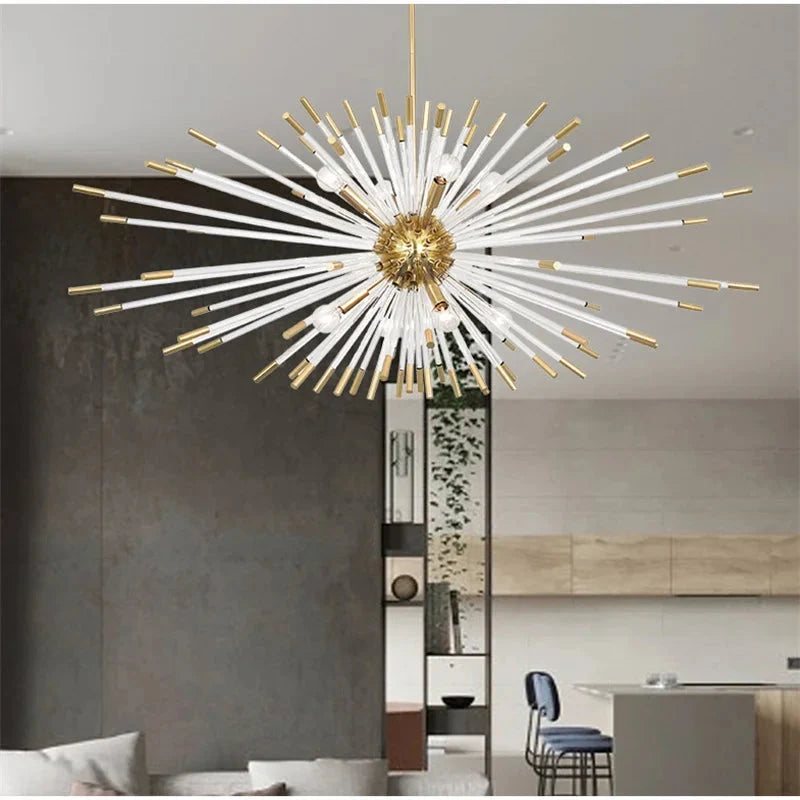 Sputnik Gold Glass Dandelion Chandelier