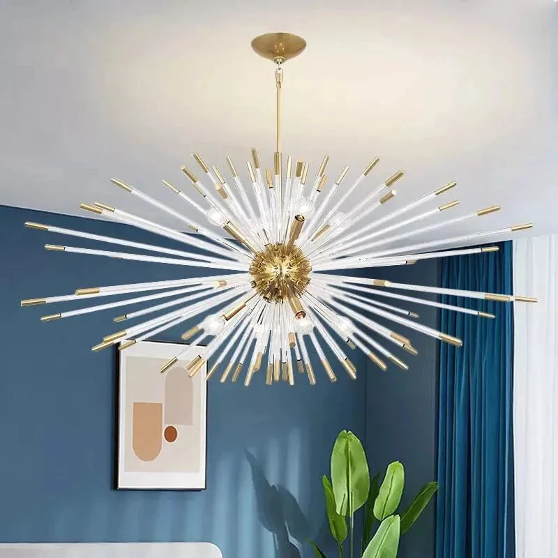 Sputnik Gold Glass Dandelion Chandelier