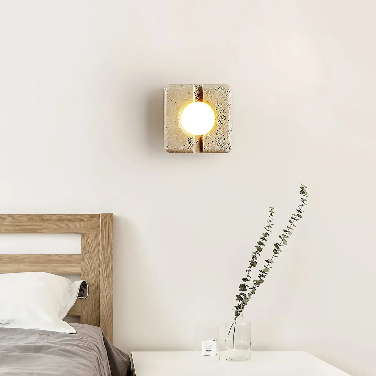 Square Camera Travertine Wall Lamp