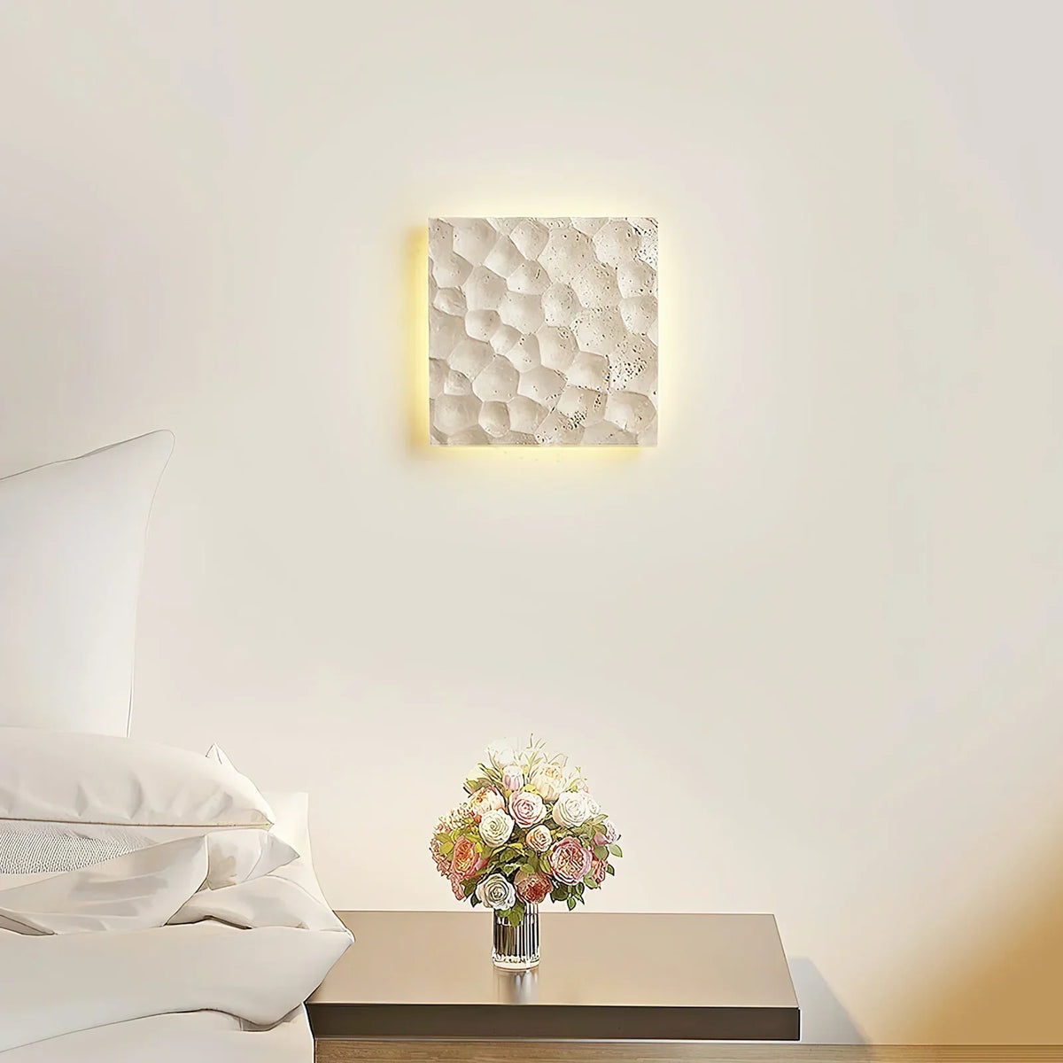 Square Modular Panel Travertine Wall Sconce