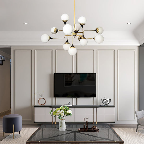 Wasgt Chandelier Stilnovo Brass Black Glass
