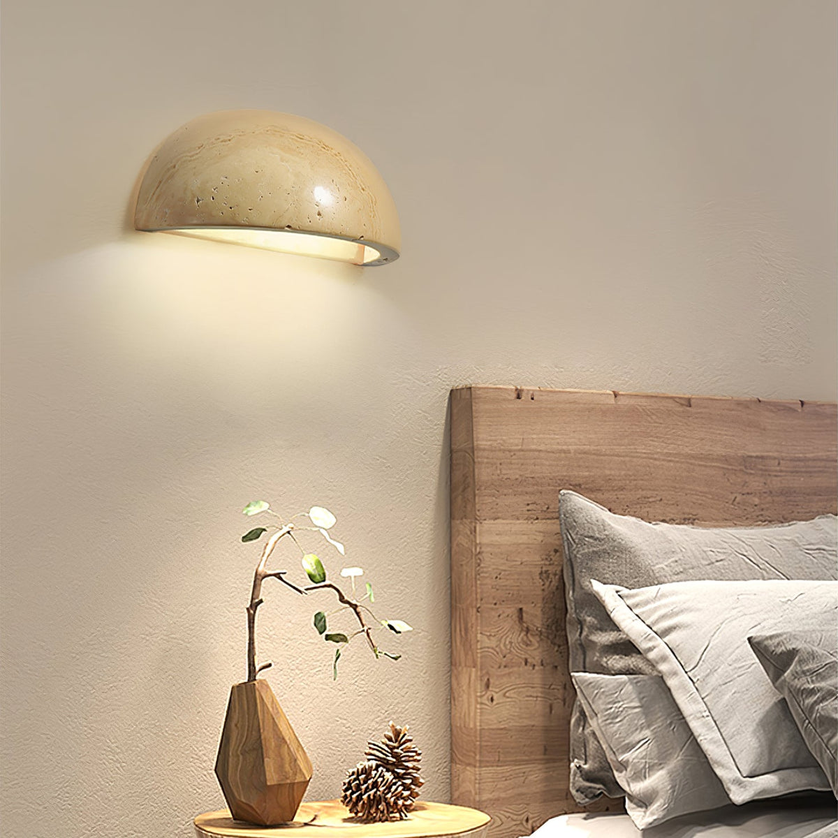Semicircular Twilight Travertine Wall Lamp