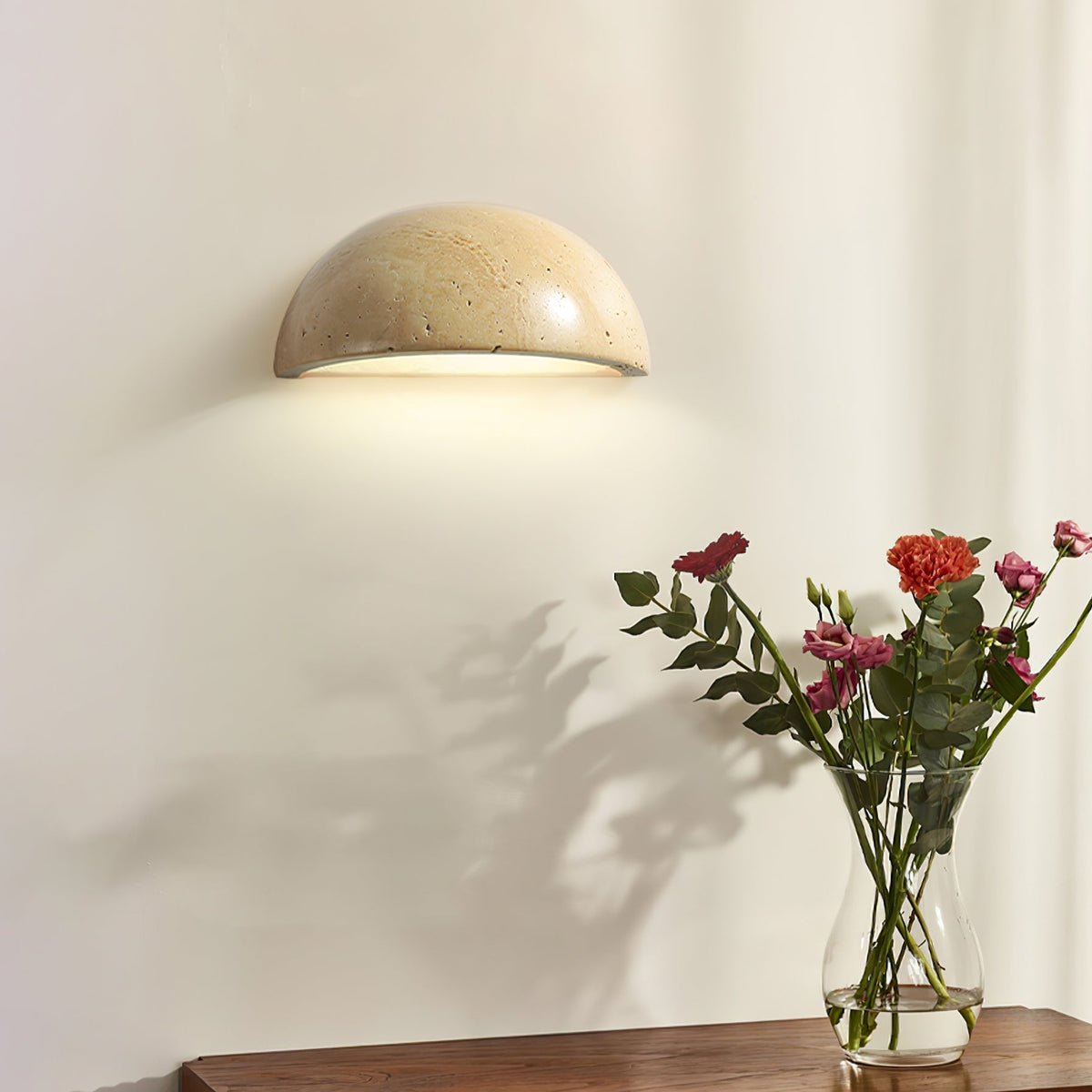 Semicircular Twilight Travertine Wall Lamp