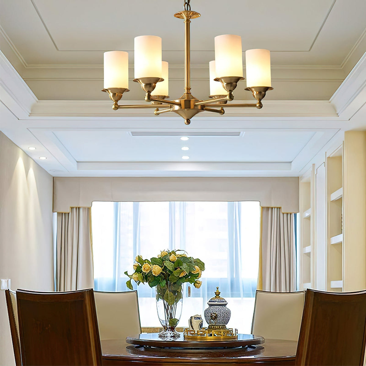 Idorara Postmodern Luxury Brass Glass Chandelier