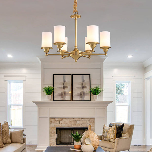 Idorara Postmodern Luxury Brass Glass Chandelier