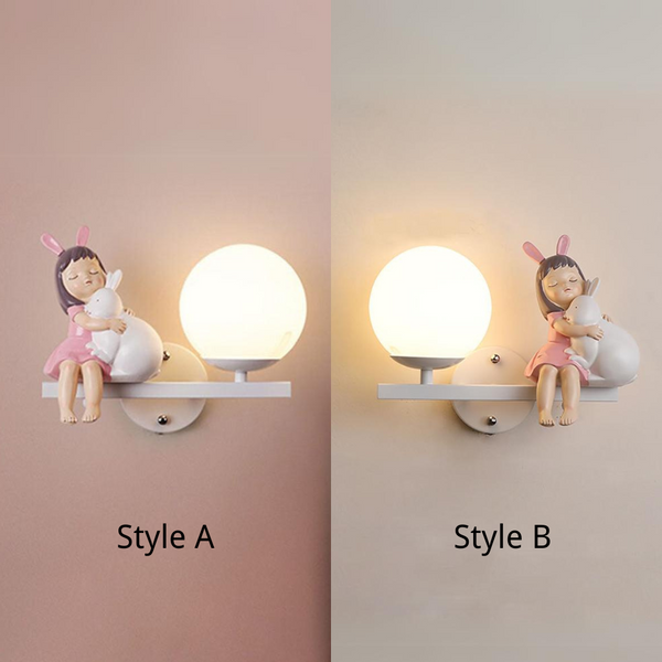 Aria Modern Metal/Glass Wall lamp, White & Pink