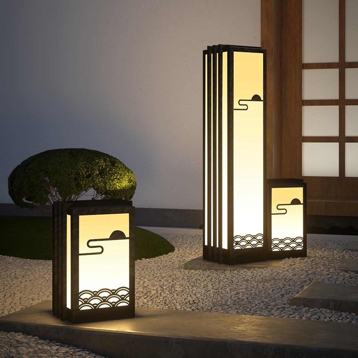 Modern Black Sunrise Pattern Outdoor Light
