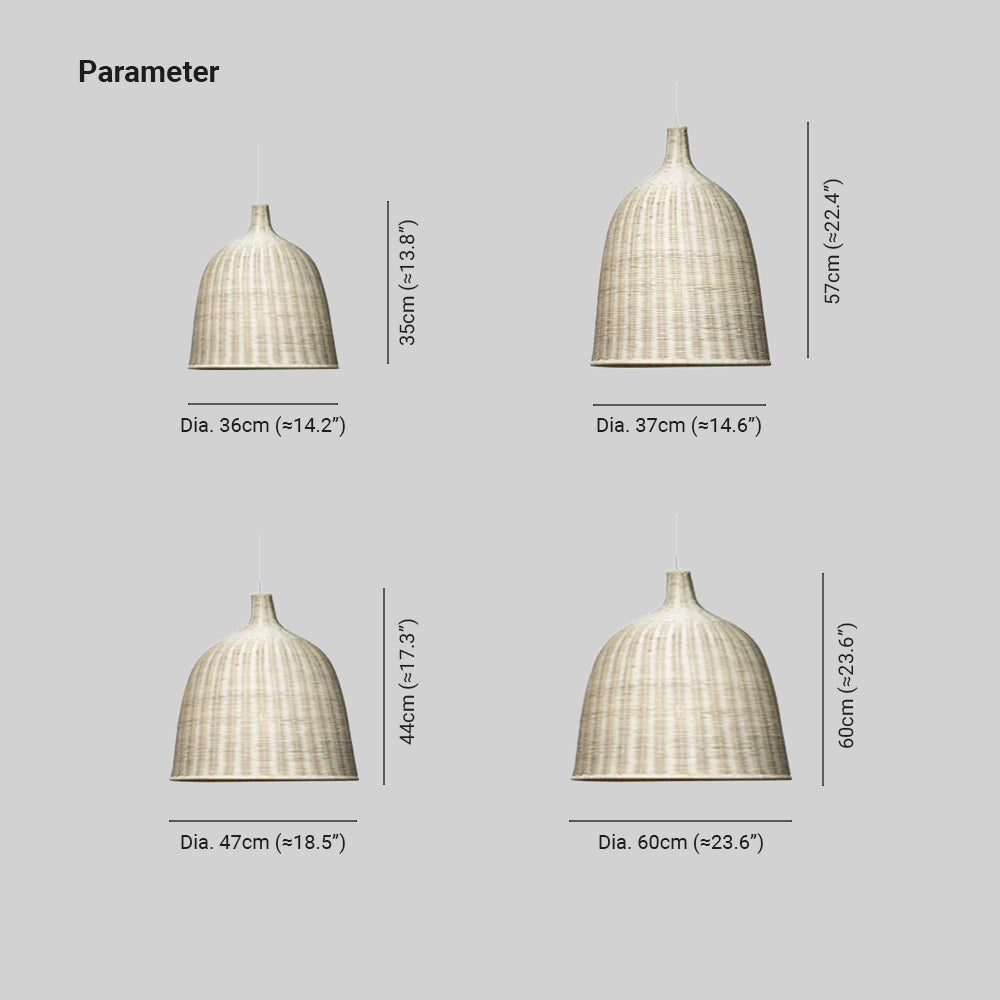Muto Modern Rattan Pendant Light Over Dining Table/Bedroom
