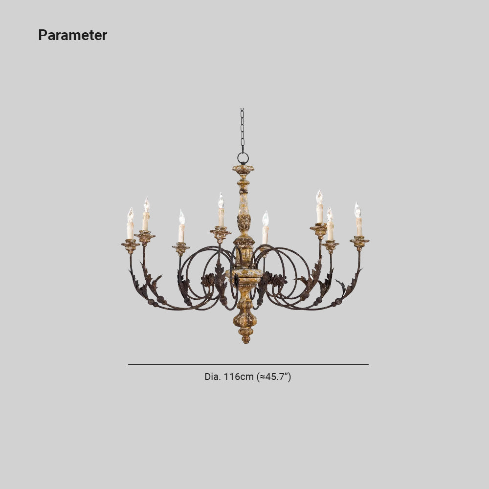 Silva Large Retro Creative Chandelier Wood Living Room