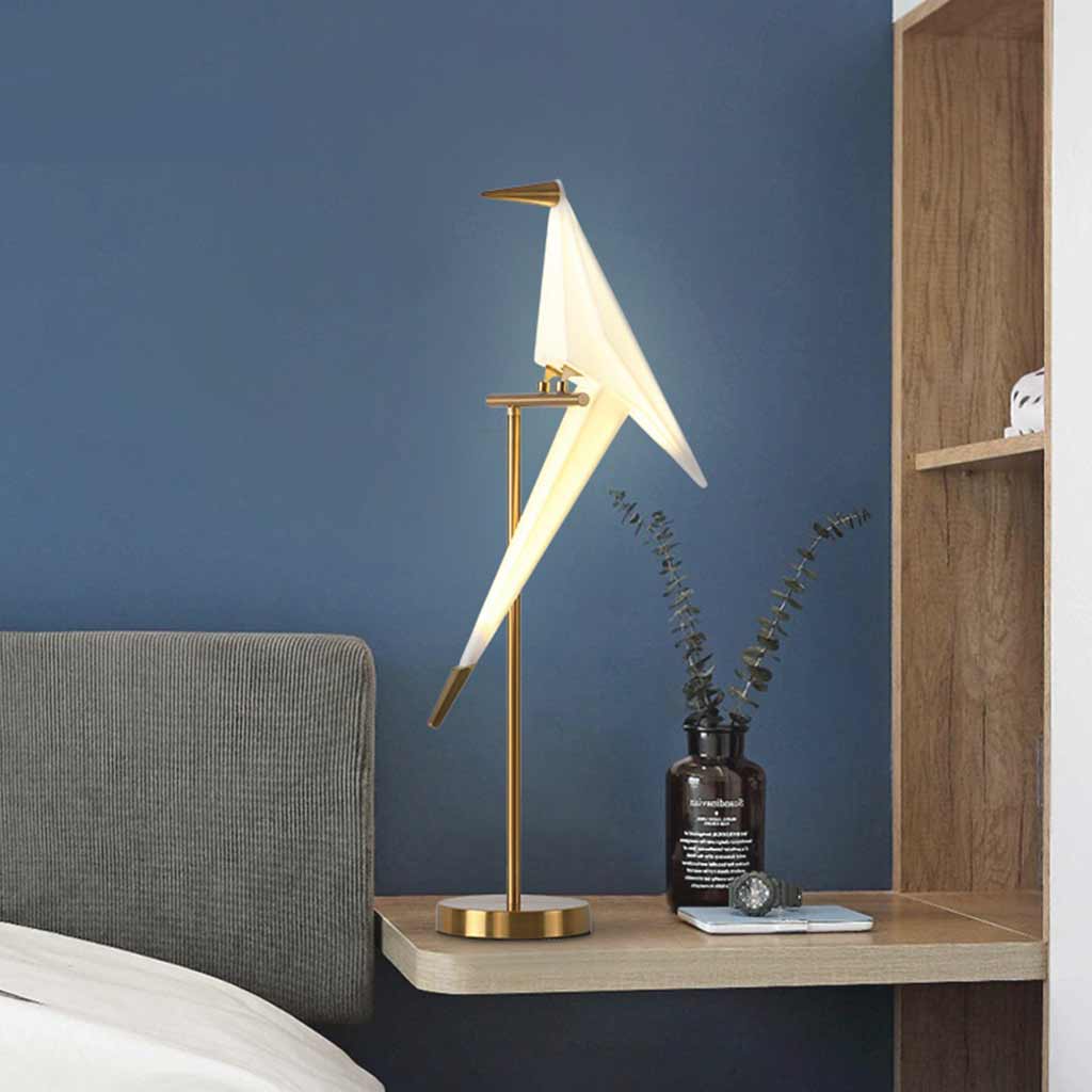 Table Lamp Decorative Bird Crane LED, Black / Gold