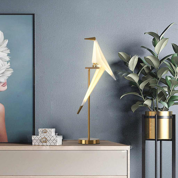 Table Lamp Decorative Bird Crane LED, Black / Gold