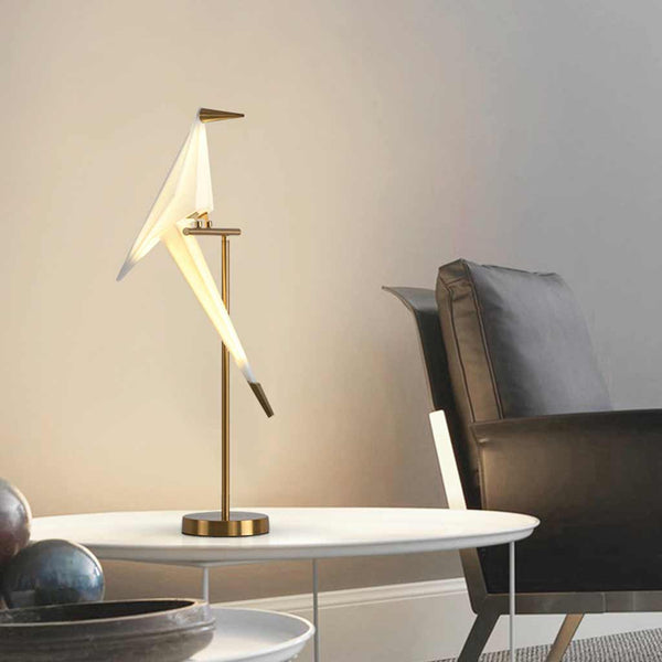 Table Lamp Decorative Bird Crane LED, Black / Gold