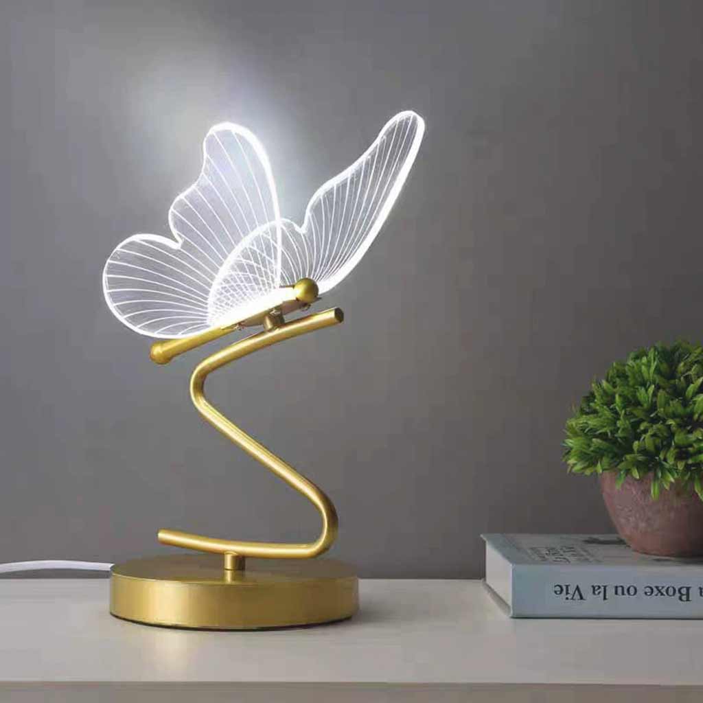 Table Lamp Modern Art Deco Acrylic Butterfly LED, Gold