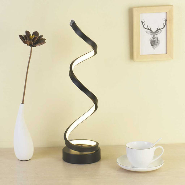 Table Lamp Minimalist Unique Spiral LED, White / Black