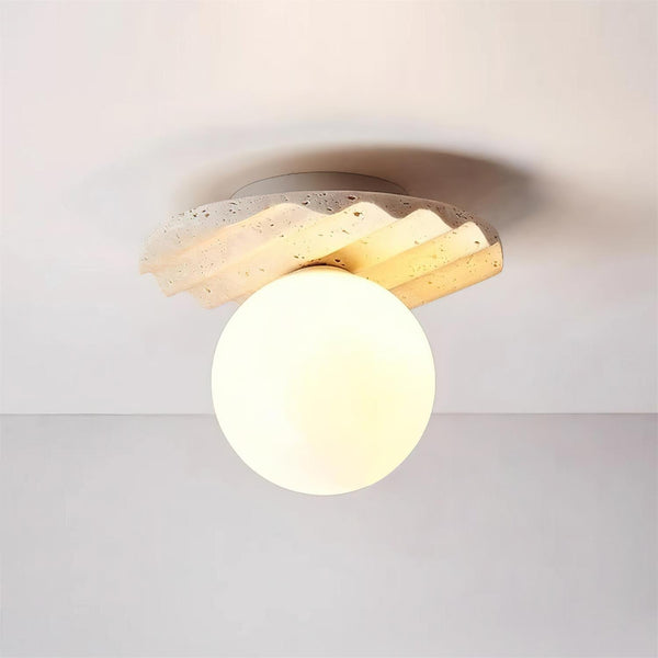 Ritta Ceiling Light Travertine Glass