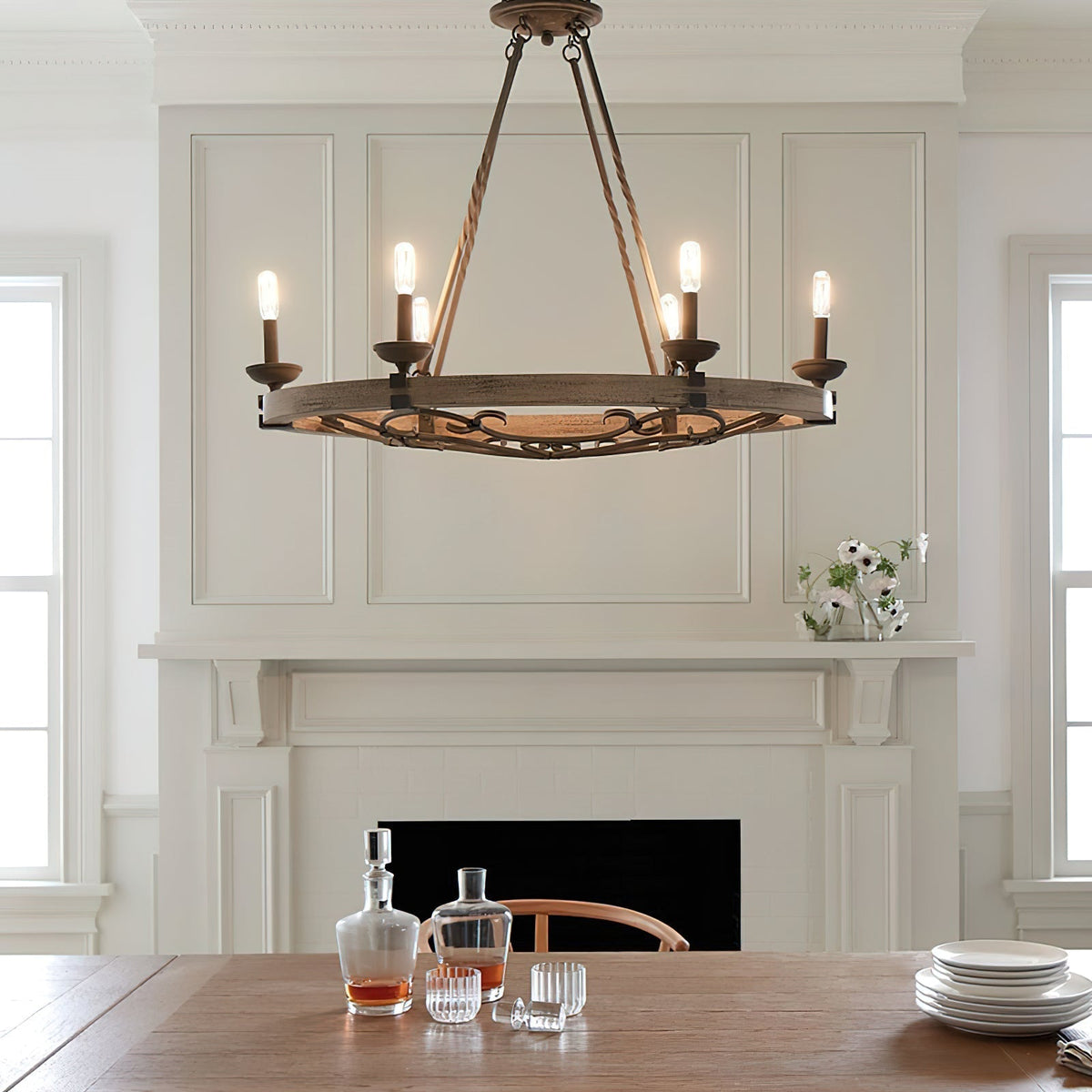 Evtalen Vintage Industrial Wooden Chandelier