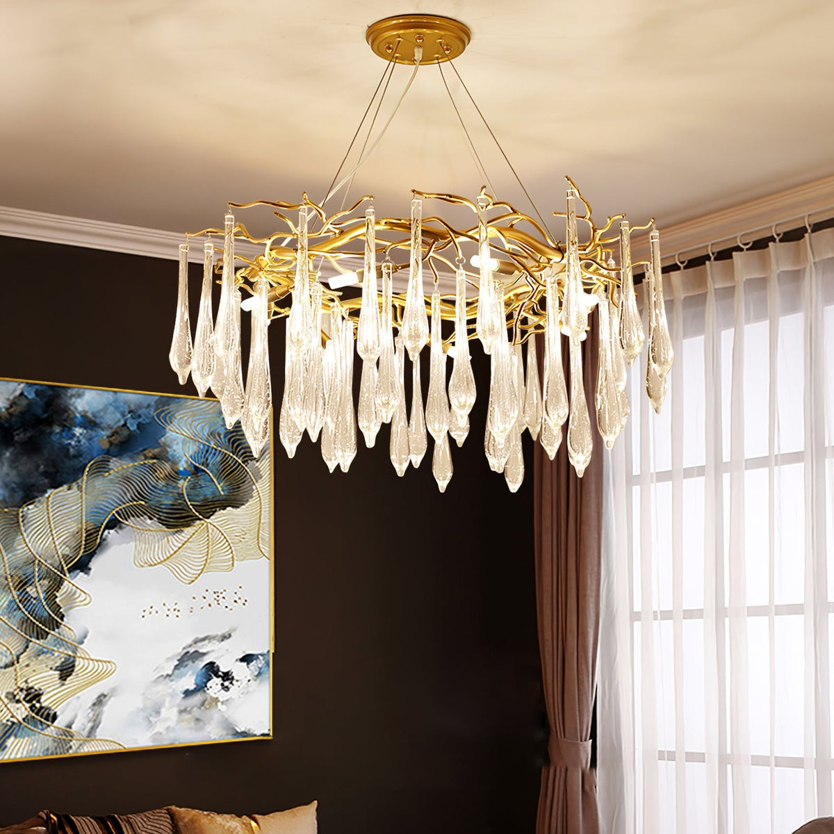 Teardrop Round Crystal Chandelier